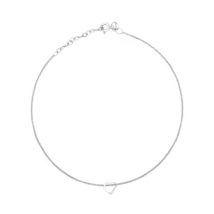 Beginnings Sterling Silver Slip On Heart 23cm Ankle Chain K157