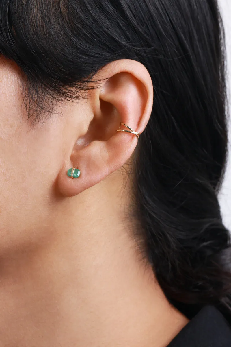 Bezel Wrapped Zambian Emerald Stud (half pair)