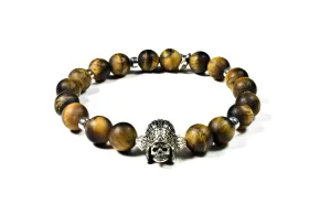 Black Pearl Creations Matte Tiger Eye & Indian Skull Bracelet