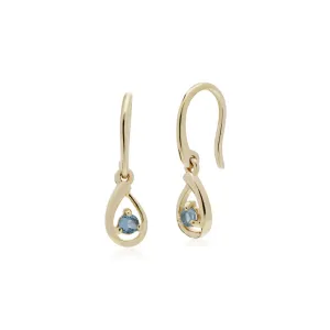 Blauer Topas Ohrringe, 9 Karat Gelbgold Blauer Topas Einzel Stein Tränenförmig Ohrringe