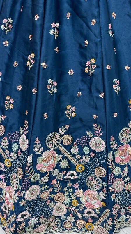 Blue Bridal Silk Lehenga with Stunning Embroidery and Stone Work