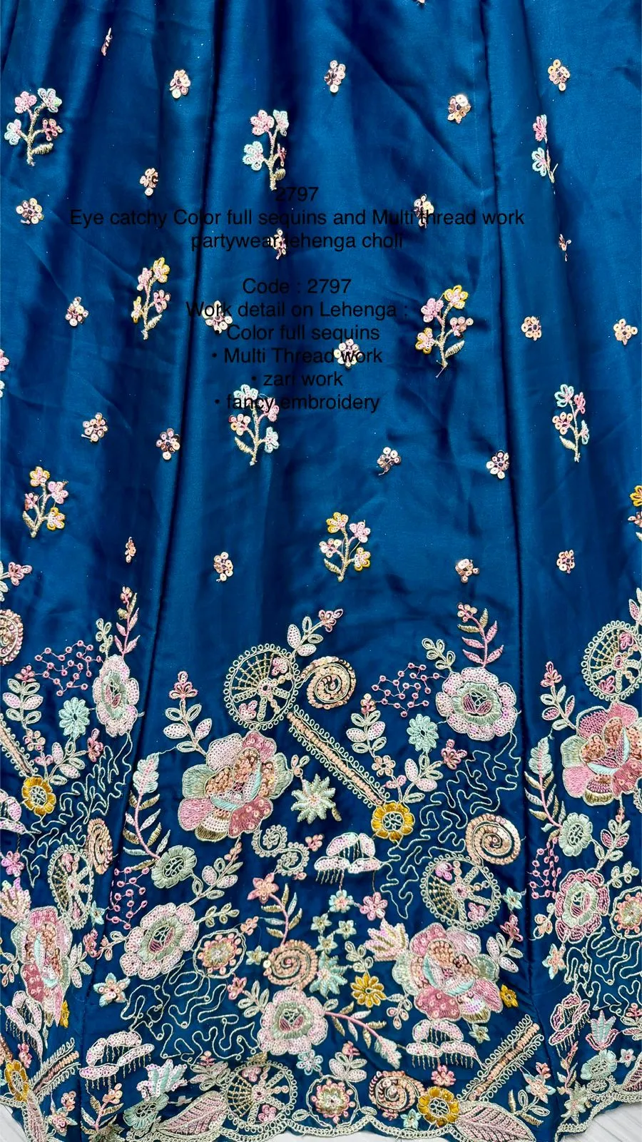 Blue Bridal Silk Lehenga with Stunning Embroidery and Stone Work