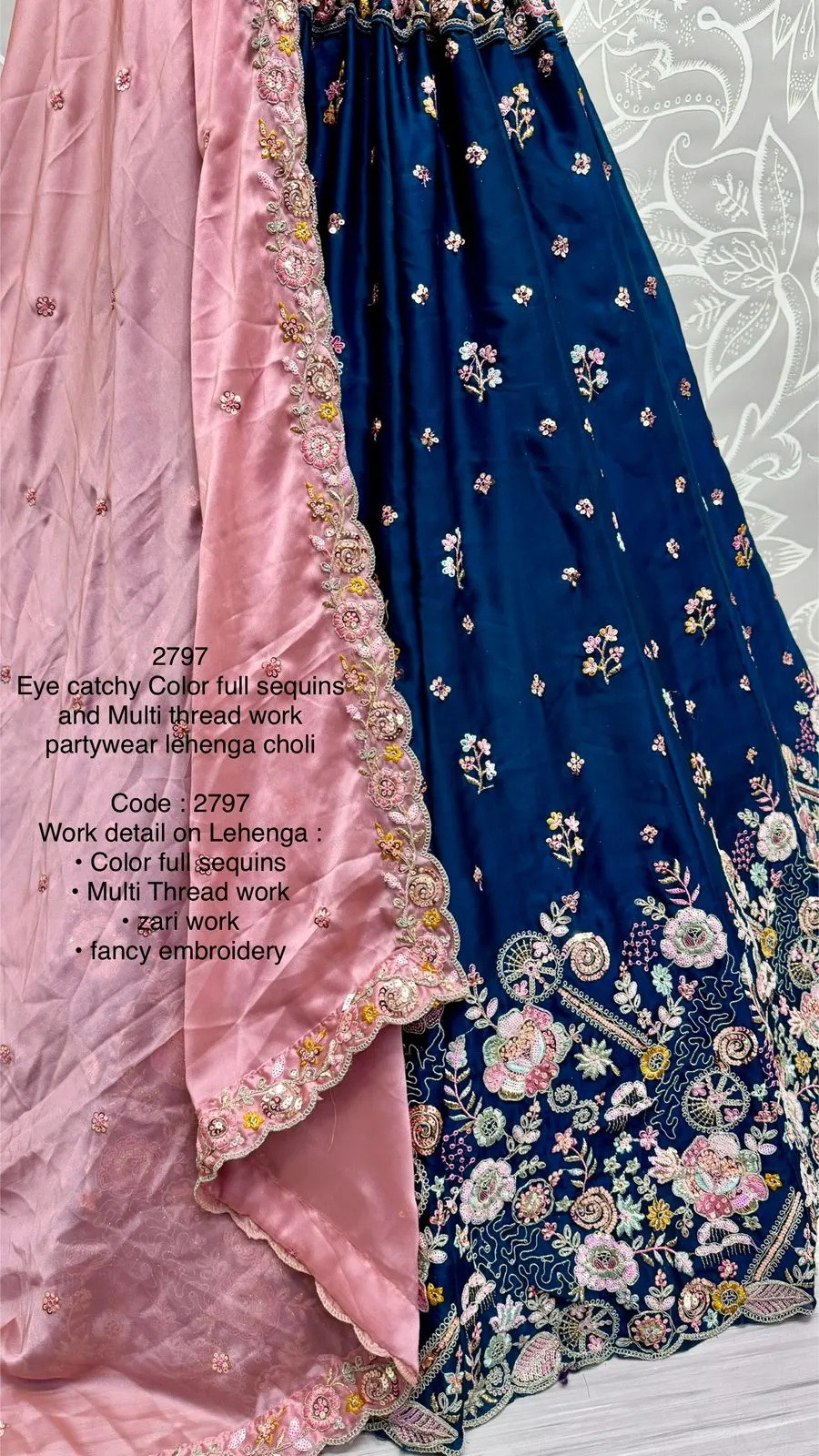 Blue Bridal Silk Lehenga with Stunning Embroidery and Stone Work