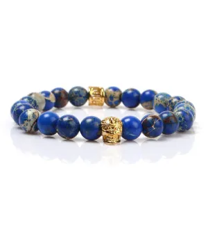 Blue Sediment Stone Skull Charm Bracelet