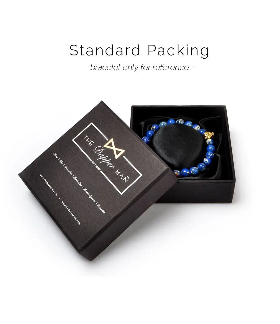 Blue Sediment Stone Skull Charm Bracelet
