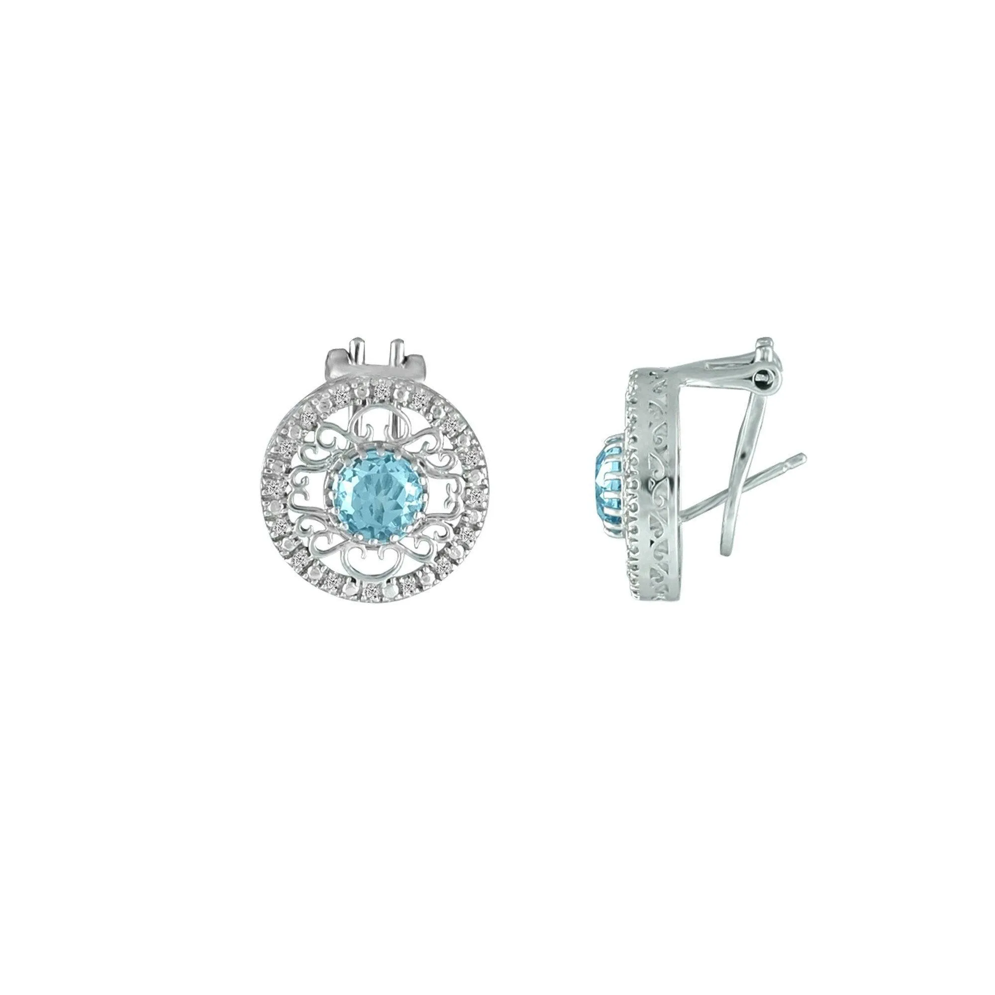 Blue Topaz and Diamond Fashion Sterling Silver Earrings