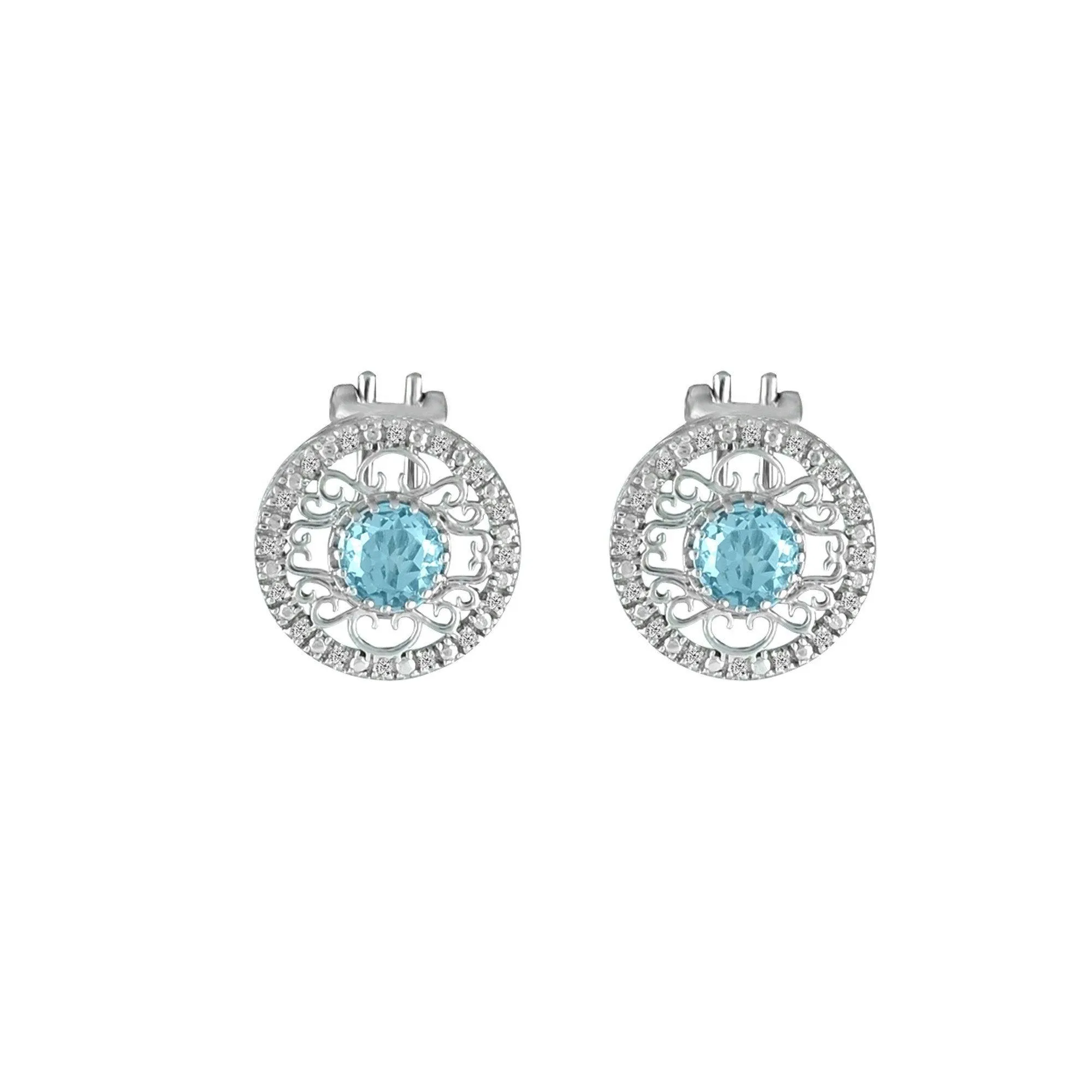 Blue Topaz and Diamond Fashion Sterling Silver Earrings
