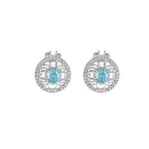 Blue Topaz and Diamond Fashion Sterling Silver Earrings
