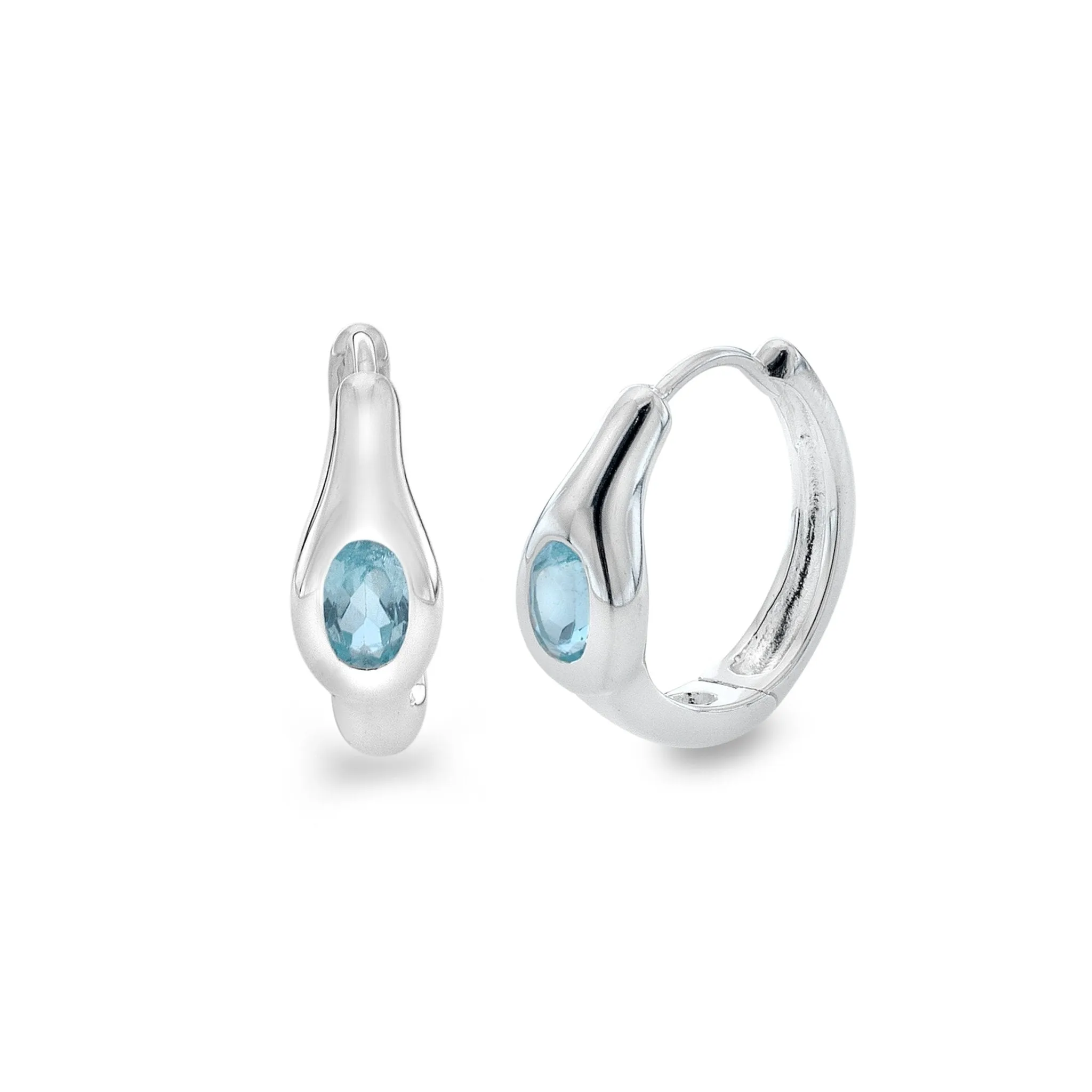 Blue Topaz Organic Midi Hoops