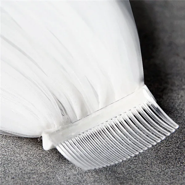 Brilliant Sequined White Wedding Veil Tulle Appliqued Veil WV003