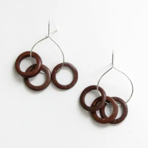 Brown Circle Dangle Earrings
