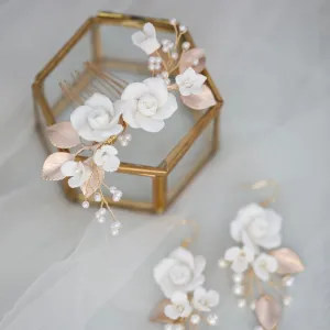 C189.  bridal hair comb and earrings set