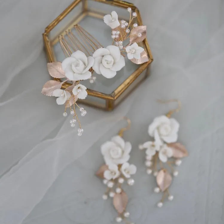 C189.  bridal hair comb and earrings set