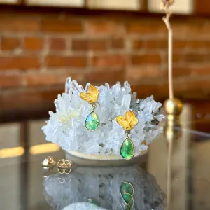 Cedar Flowers and Emerald Post Earrings