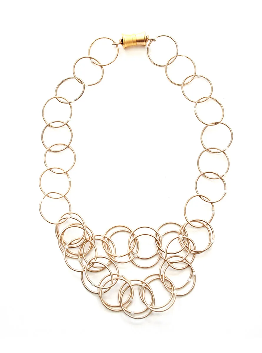 Champagne Wire Rings with Moonstone Beads Necklace