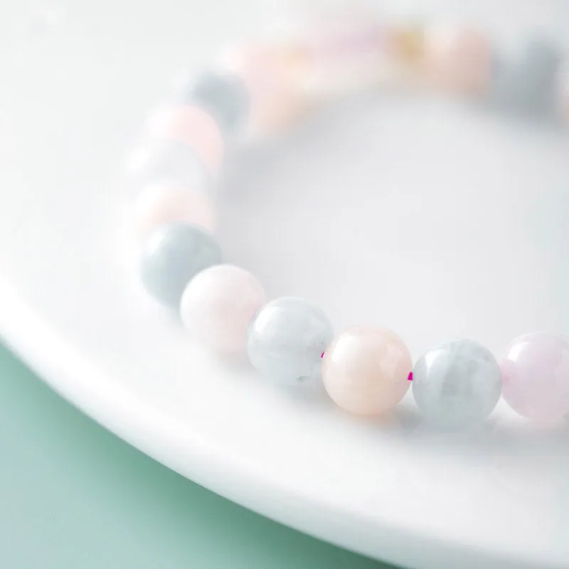 Charm Beaded Bracelets For Women Cute Morganite Aquamarine Beads Bracelet