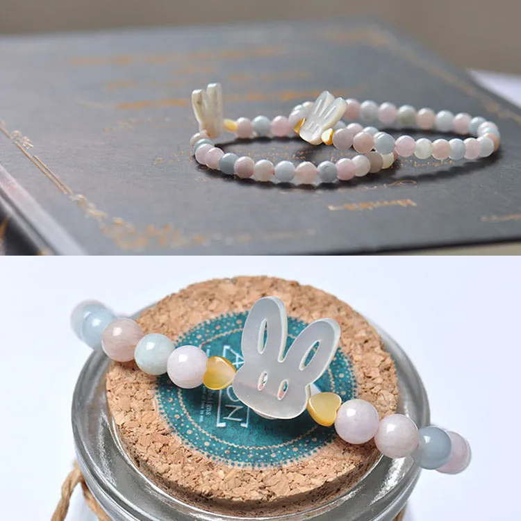 Charm Beaded Bracelets For Women Cute Morganite Aquamarine Beads Bracelet