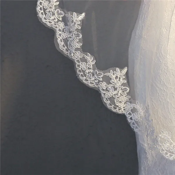 Charming Tulle Wedding Veil With Appliques WV006