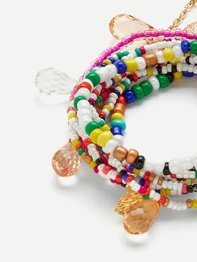 Color Block Layered Beaded Bracelet
