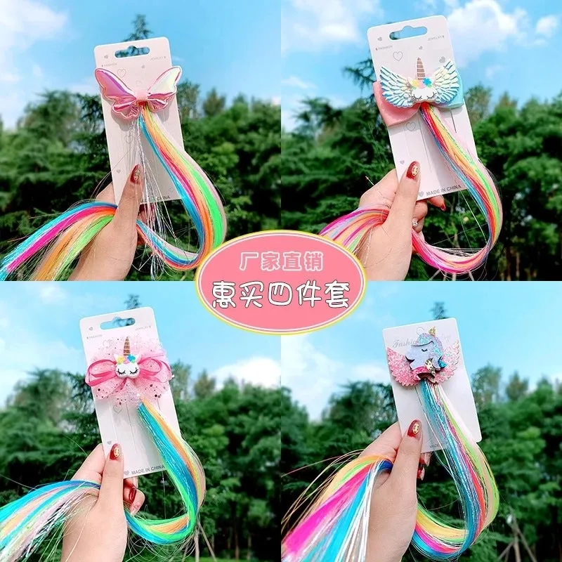Colorful Wig Braid  Butterfly Cartoon Hairpin