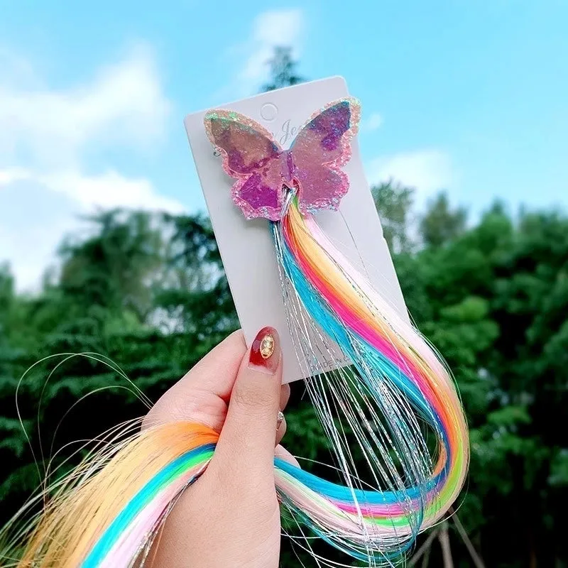 Colorful Wig Braid  Butterfly Cartoon Hairpin
