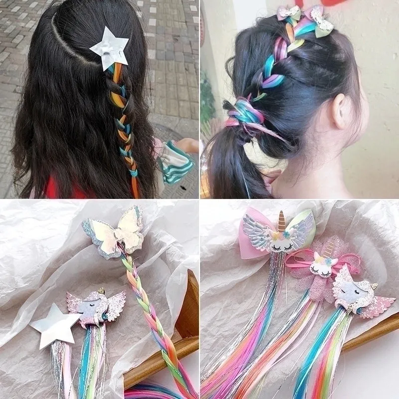 Colorful Wig Braid  Butterfly Cartoon Hairpin