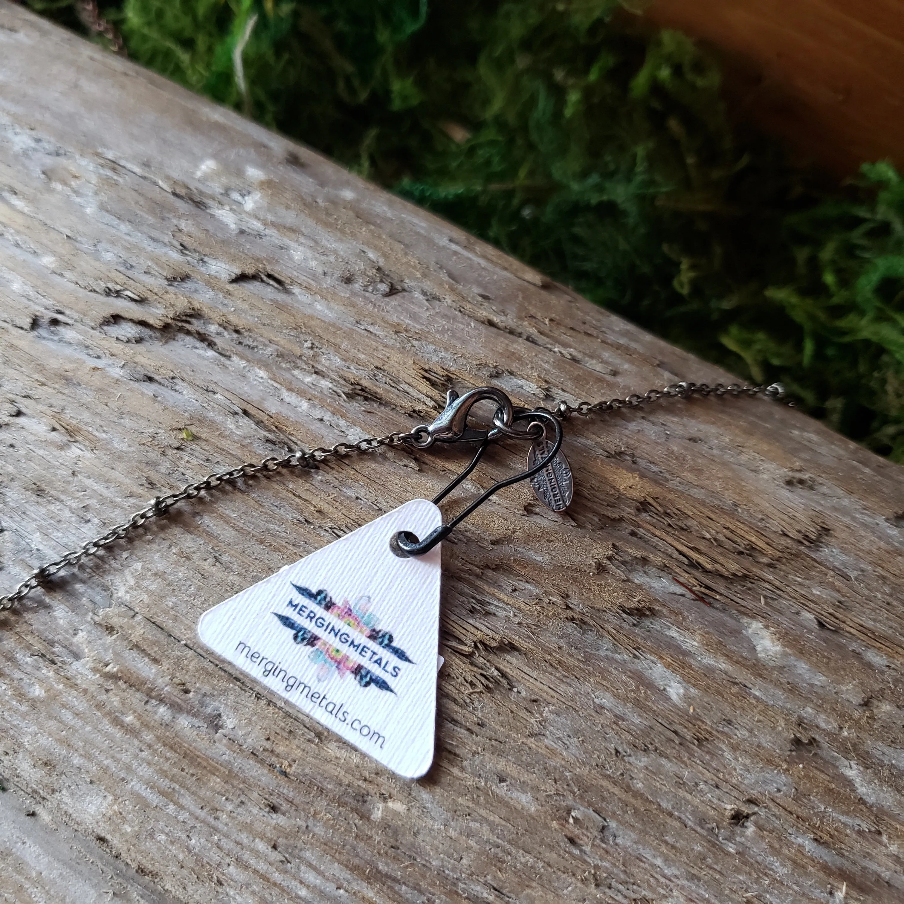 Copper Moonstone Moth Necklace