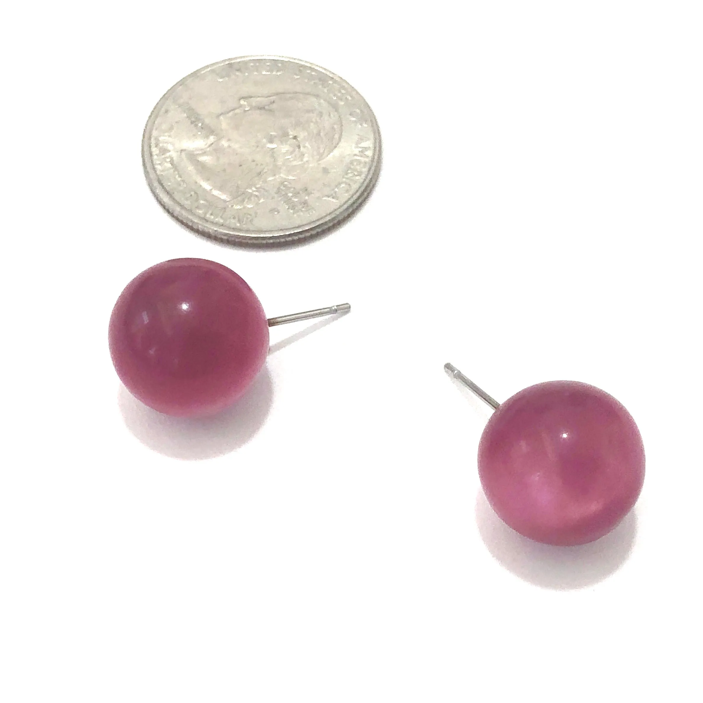 Cranberry Moonglow Ball Stud Earrings