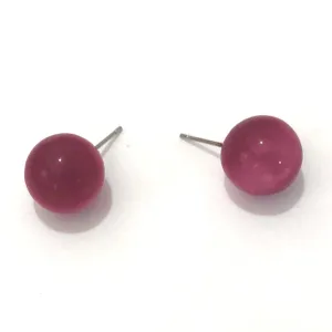 Cranberry Moonglow Ball Stud Earrings