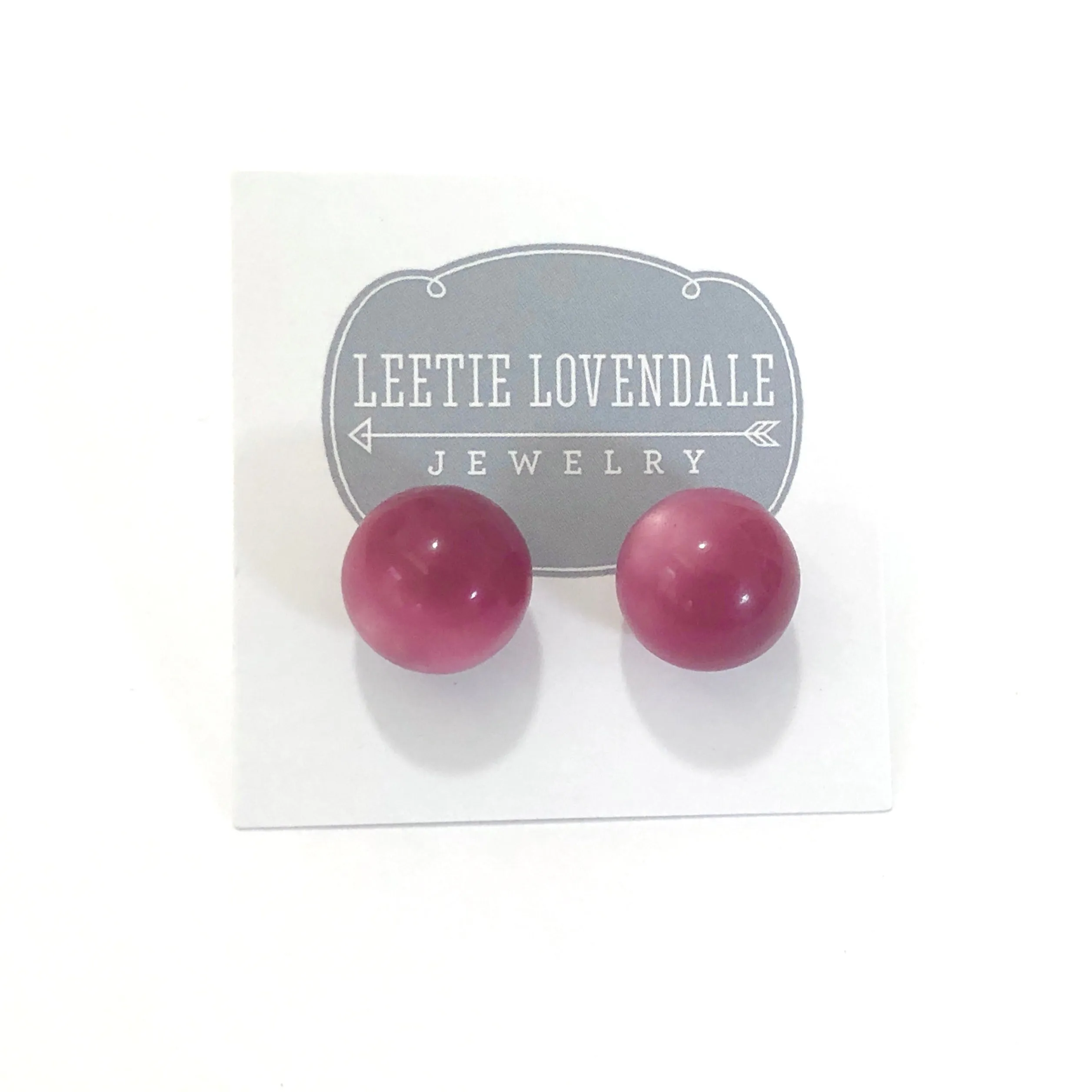 Cranberry Moonglow Ball Stud Earrings