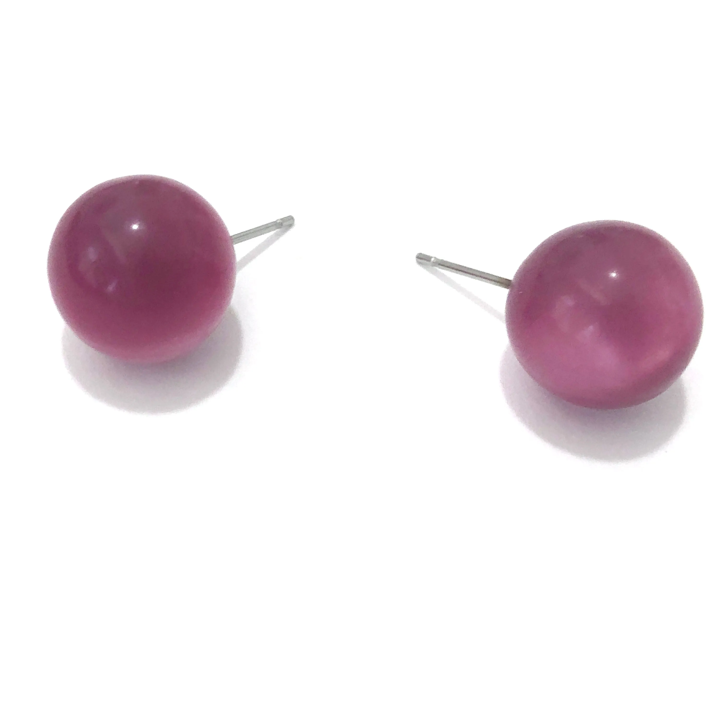 Cranberry Moonglow Ball Stud Earrings