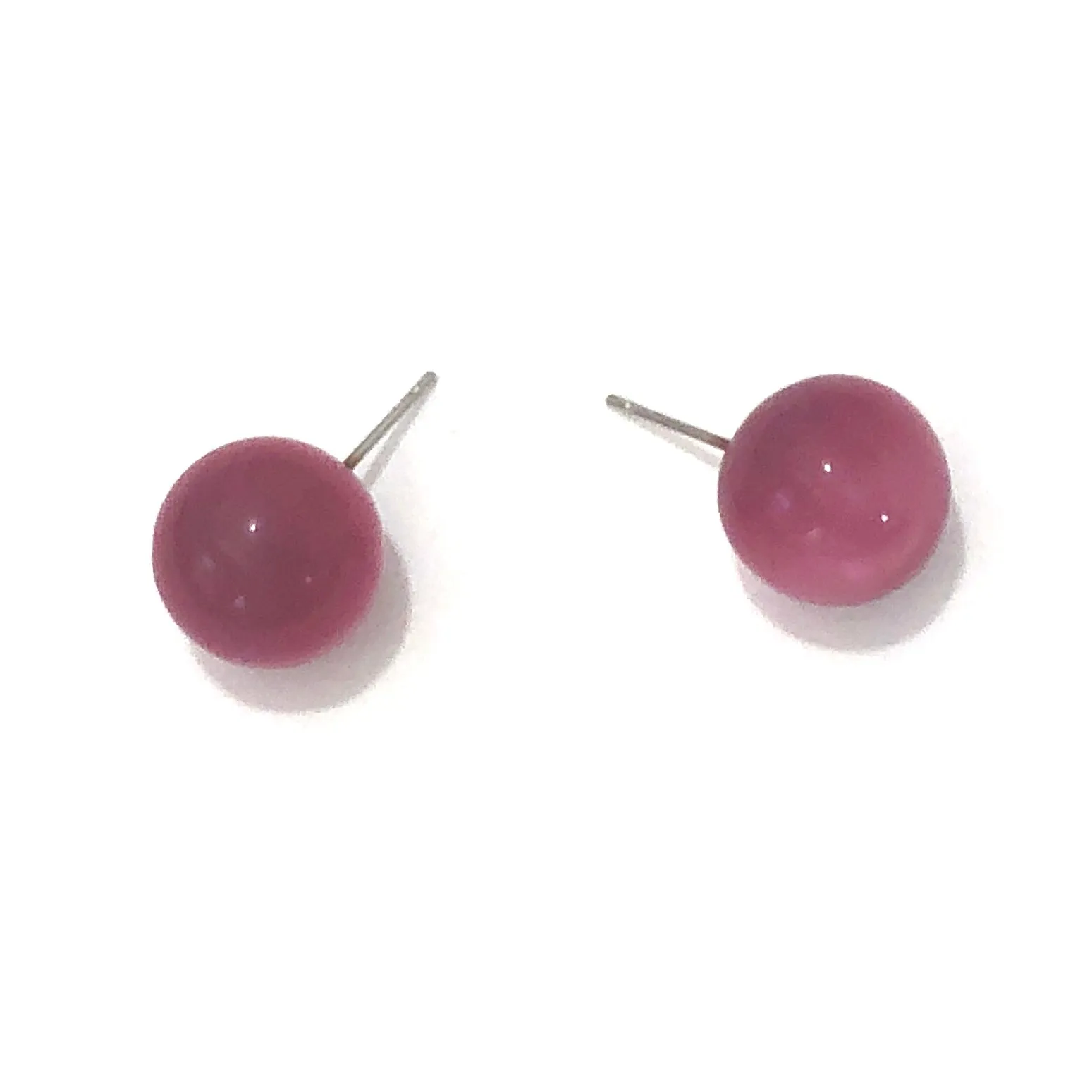 Cranberry Moonglow Ball Stud Earrings