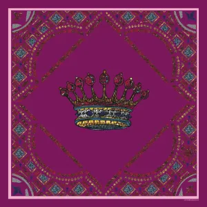 Crowns Pink Silk Satin Scarf