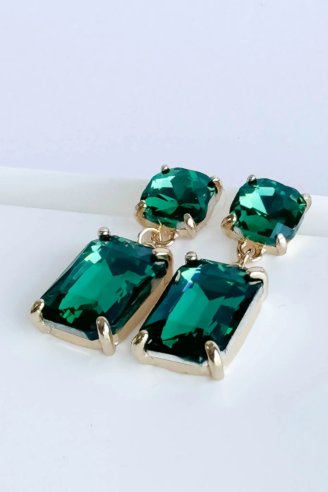 Crystal Emerald Drop Earrings