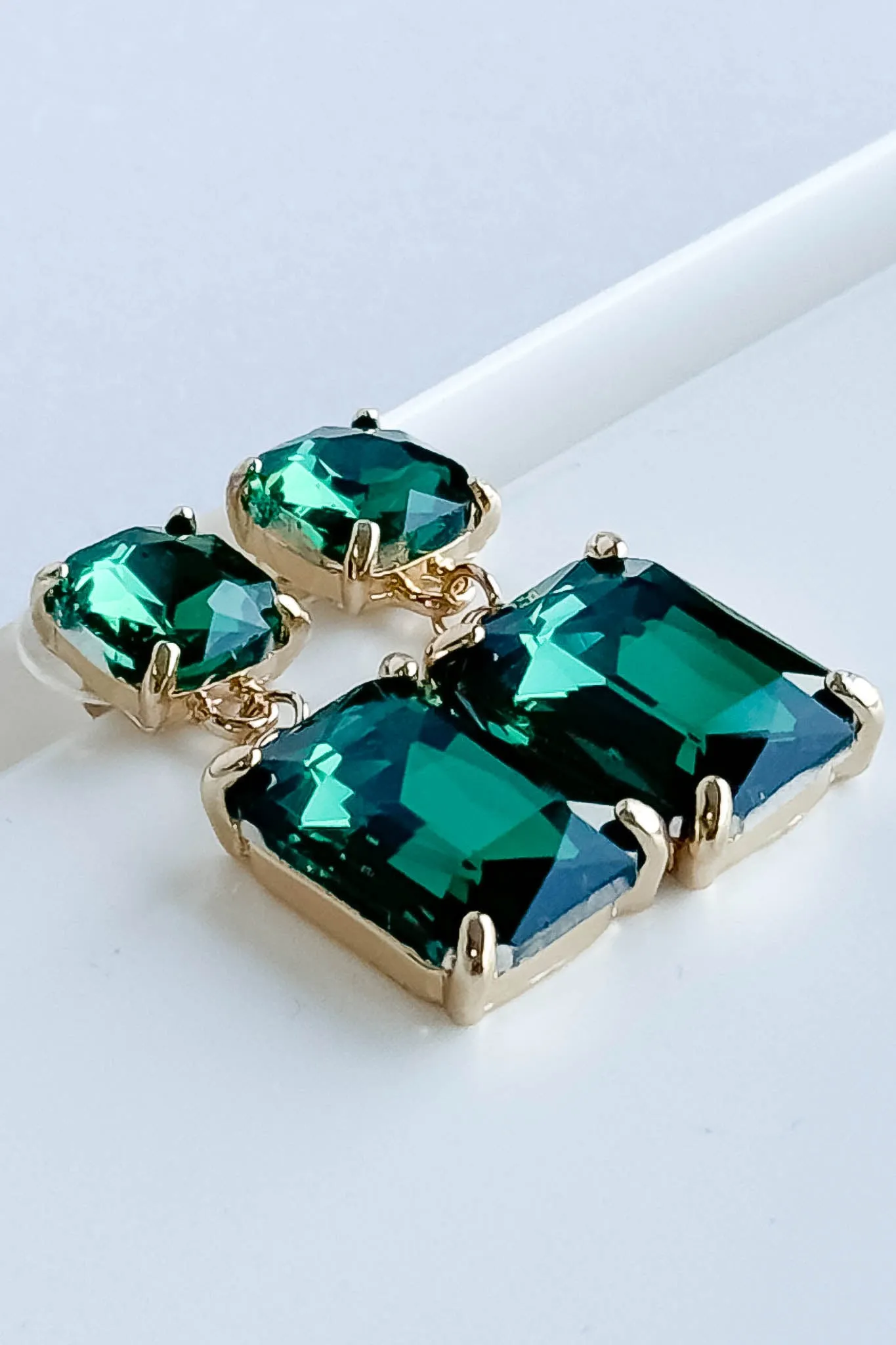 Crystal Emerald Drop Earrings