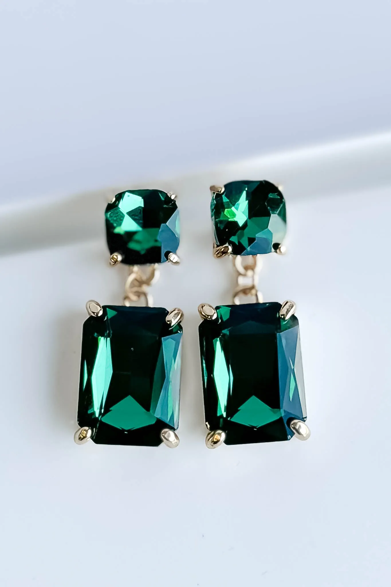 Crystal Emerald Drop Earrings