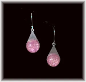 Dark Pink Stainless Teardrop Earring