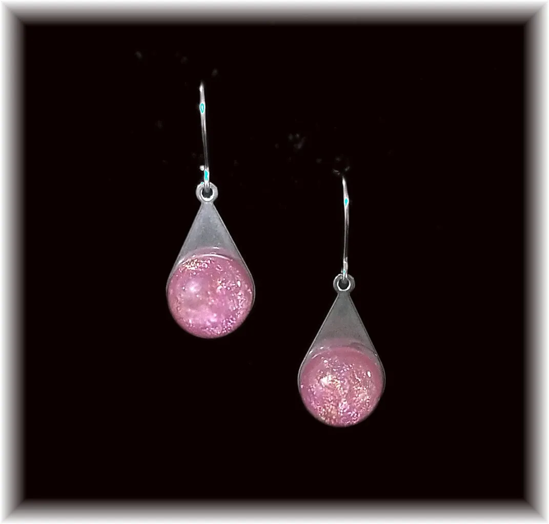 Dark Pink Stainless Teardrop Earring