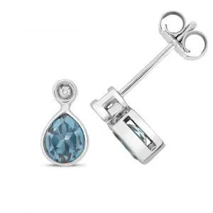 Diamond And London Blue Topaz Stud Earrings ED259WLB