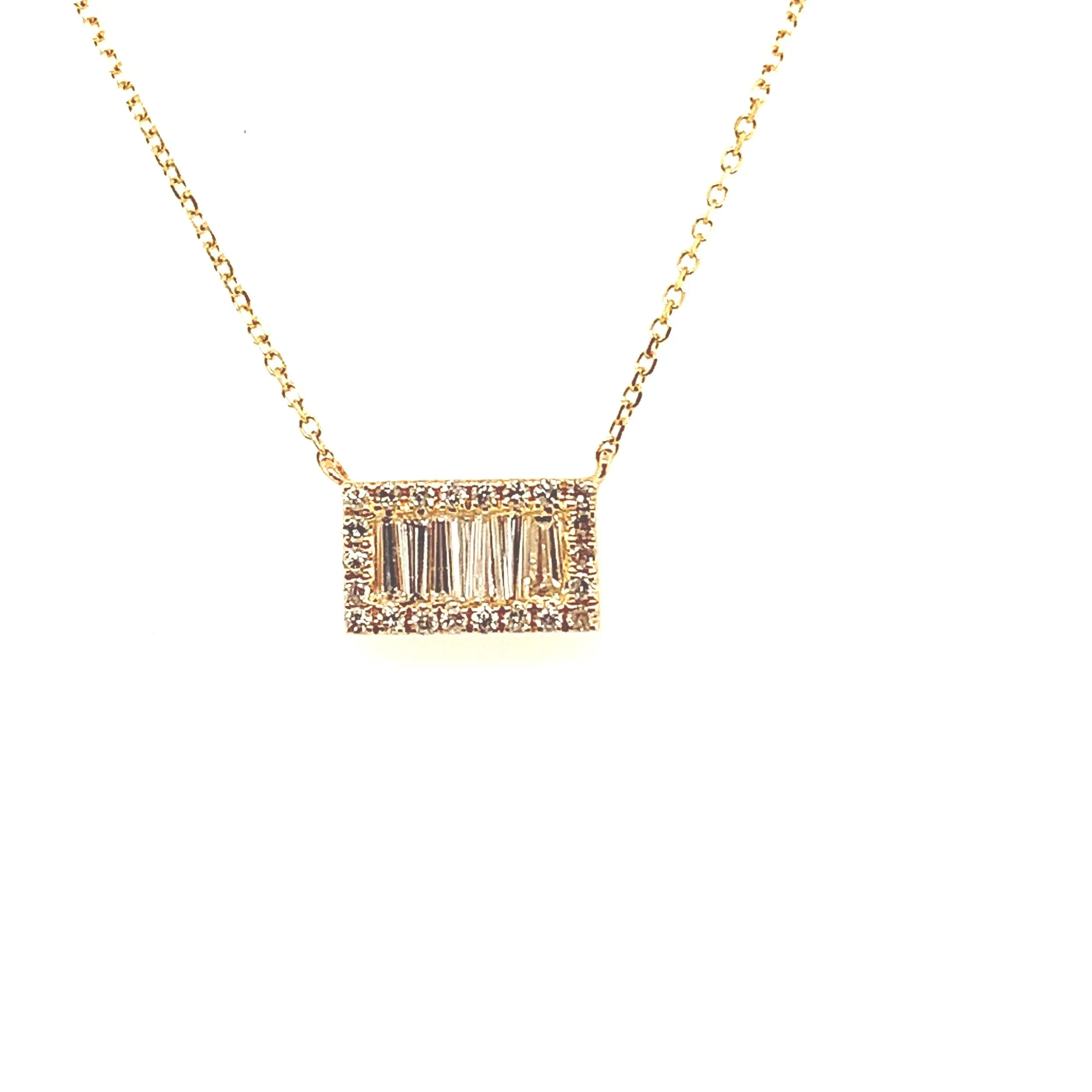 Diamond Baguette Mini Bar Necklace