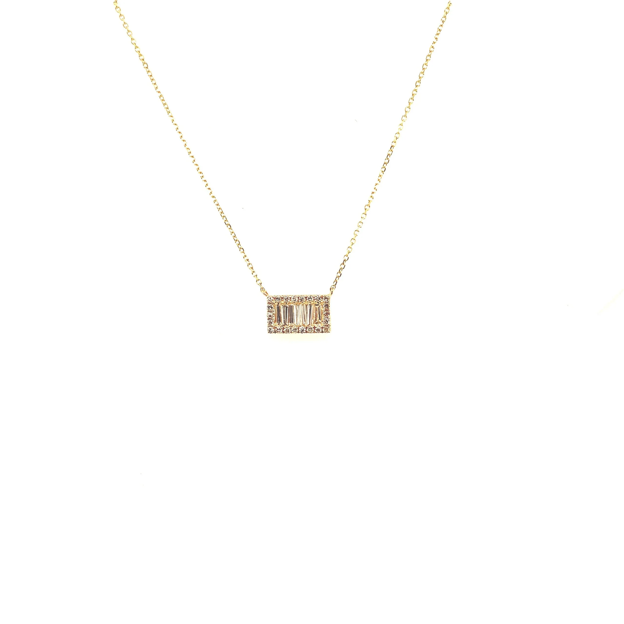 Diamond Baguette Mini Bar Necklace