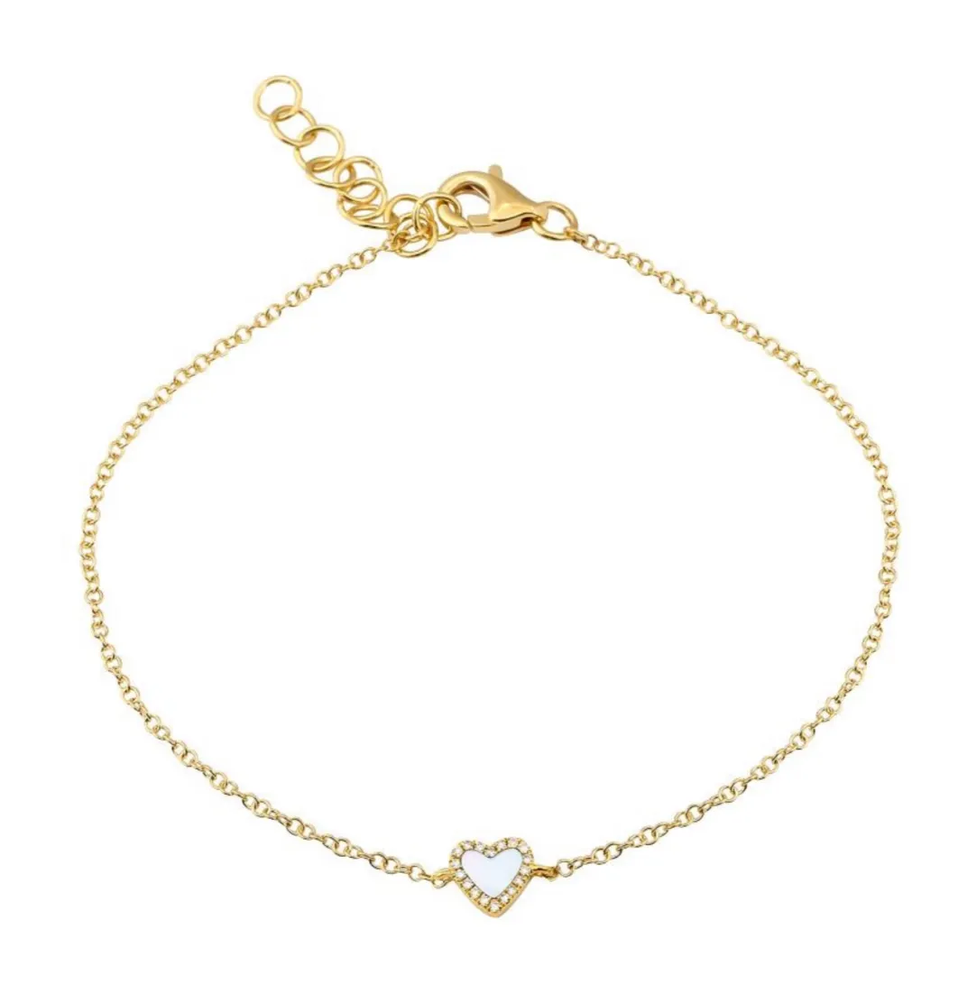 Diamond Halo Gemstone Heart Bracelet