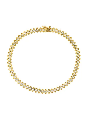Diamond Marquise Evil Eye Yellow Gold Tennis Bracelet