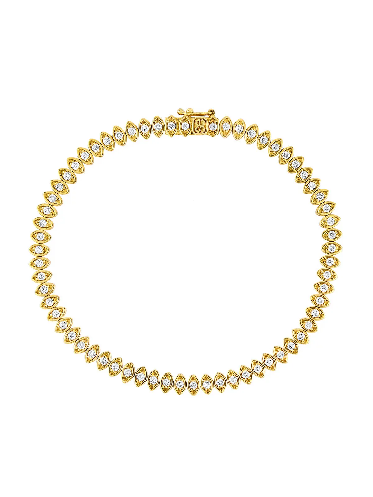 Diamond Marquise Evil Eye Yellow Gold Tennis Bracelet