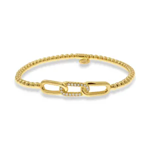 Diamond Paperclip Beaded Stretch Bracelet