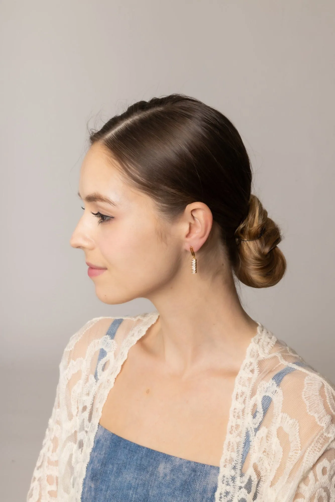 DJE310830 14K Dangling Pave CZ Post Earrings