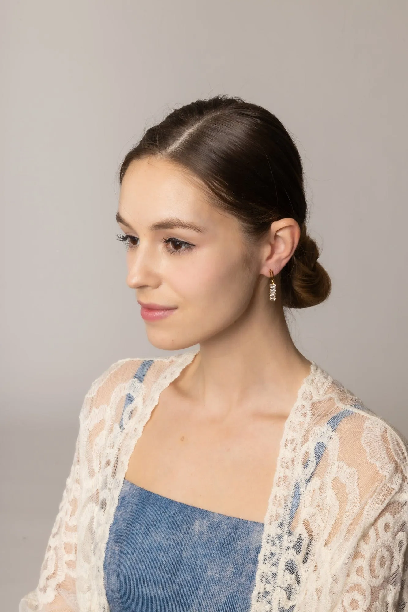 DJE310830 14K Dangling Pave CZ Post Earrings