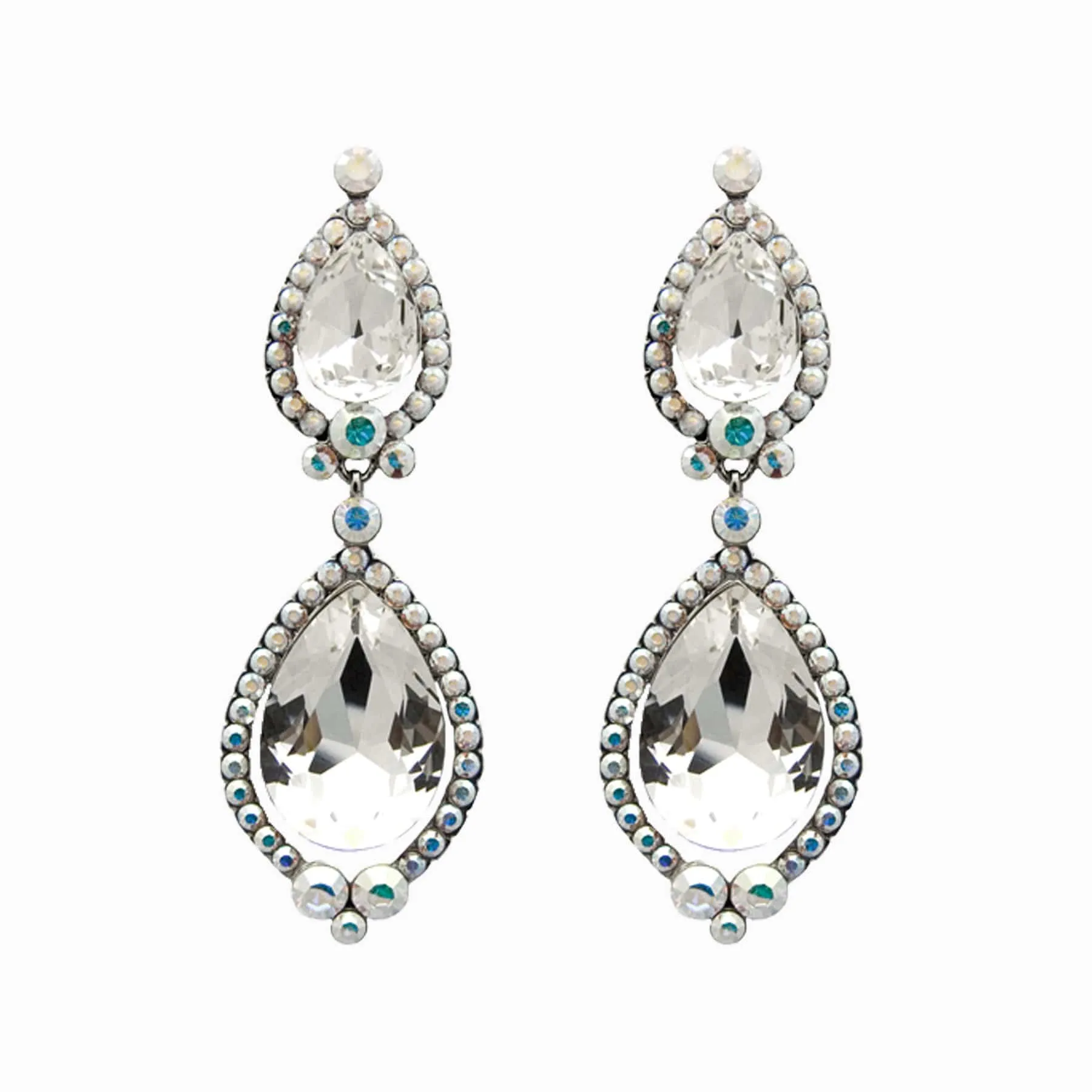 Double Pear Drop Crystal Earrings