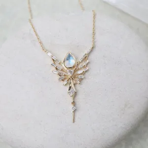 Dream Maker Pear Moonstone and Diamonds Phoenix Necklace