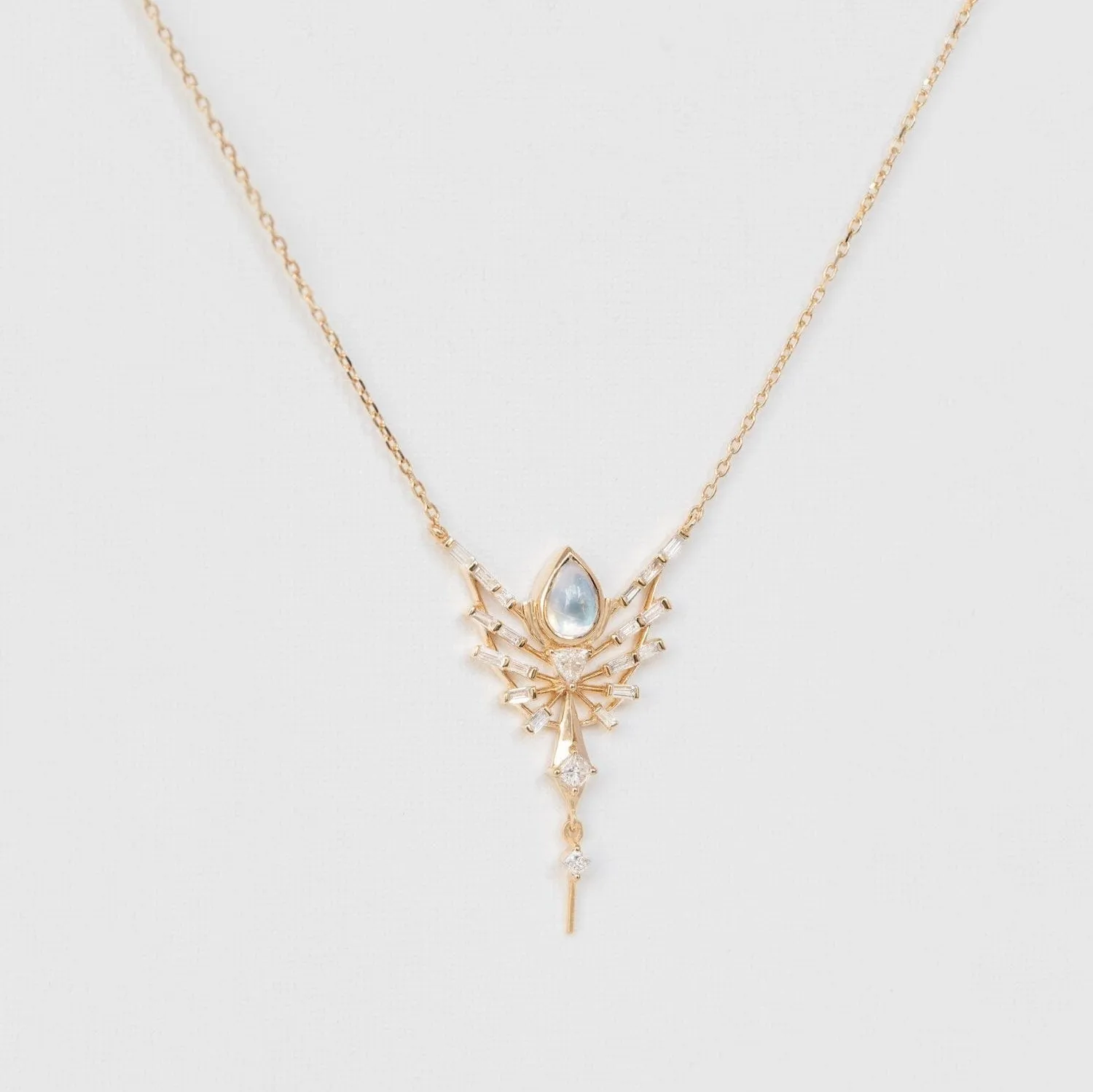 Dream Maker Pear Moonstone and Diamonds Phoenix Necklace